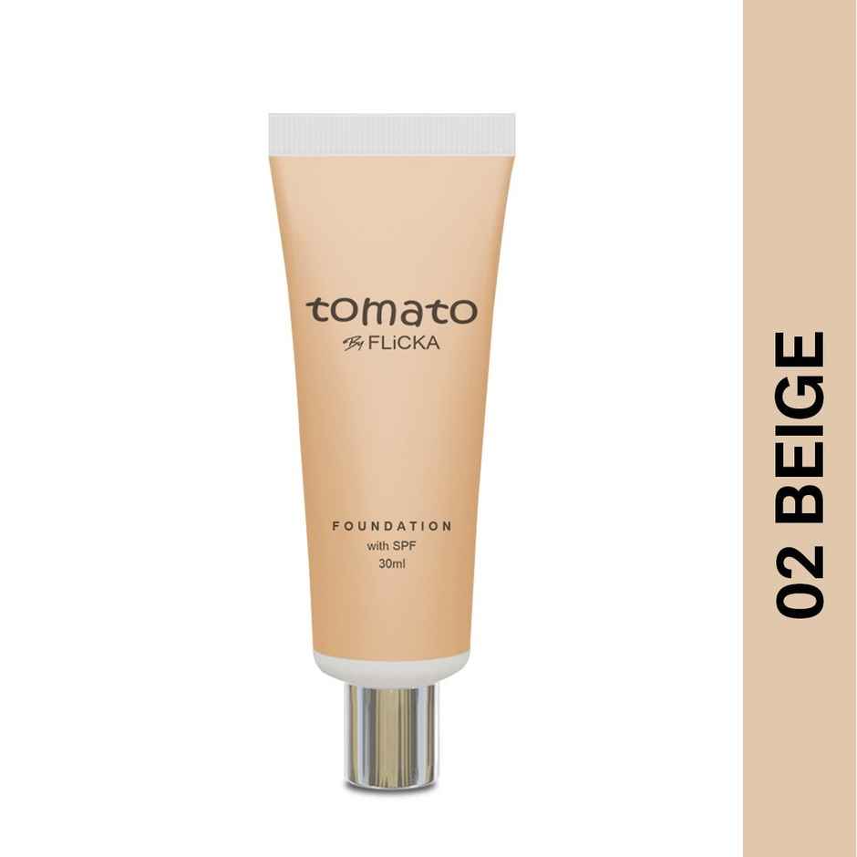 Flicka Tomato Liquid Foundation for Face Makeup | 02 Beige