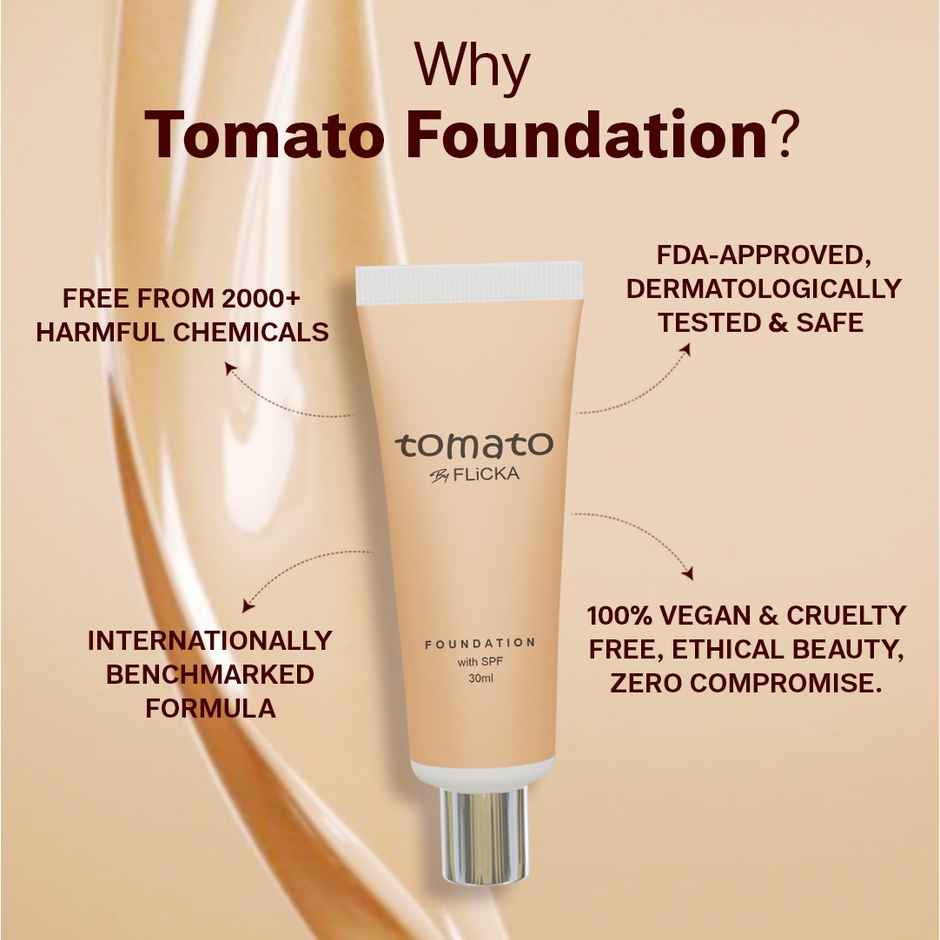 Flicka Tomato Liquid Foundation for Face Makeup | 04 Walnut