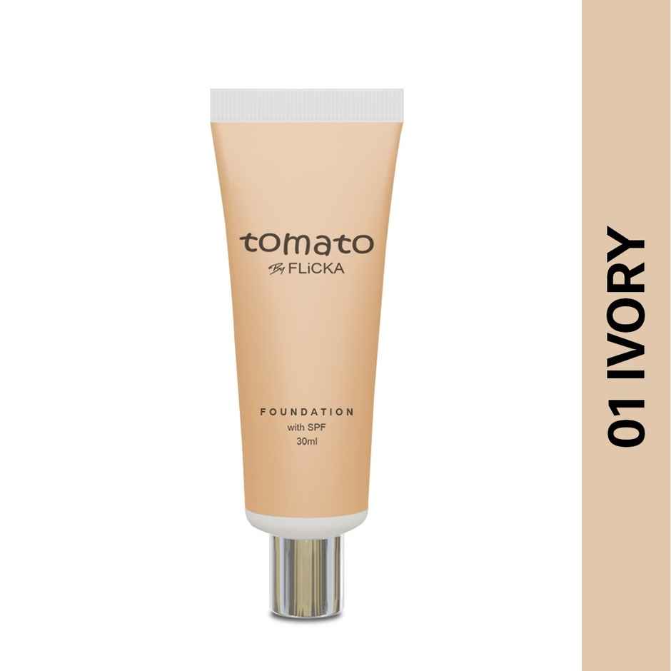 Flicka Tomato Liquid Foundation for Face Makeup | 01 Ivory