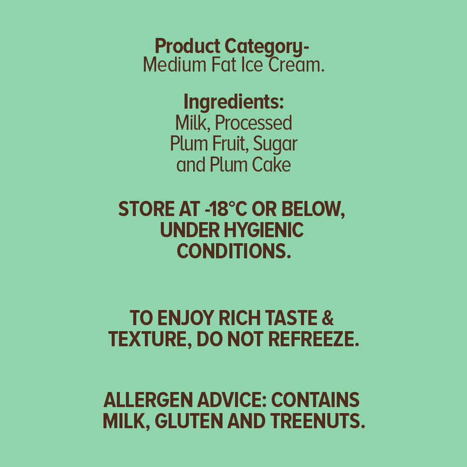 NIC Plum Cake Ice Cream Tub | Preservative Free | No Artificial Flavors