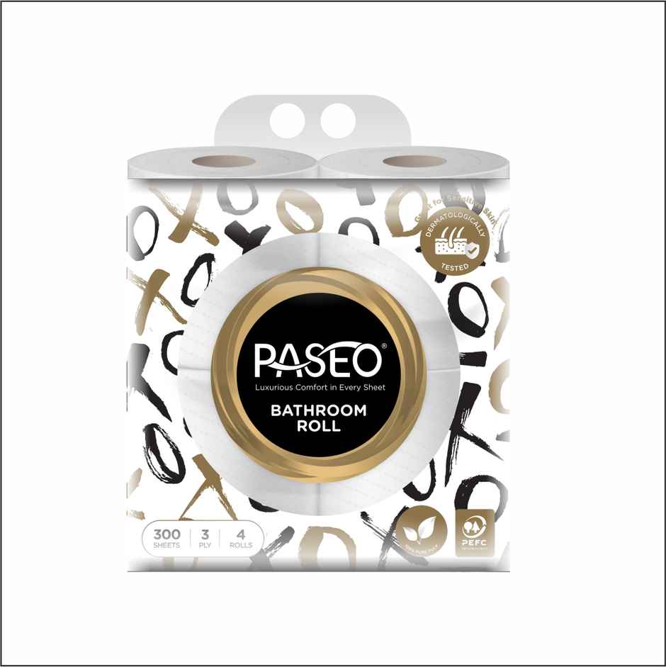 Paseo Toilet Roll | 300 Sheets | 3Ply | Pack of 4