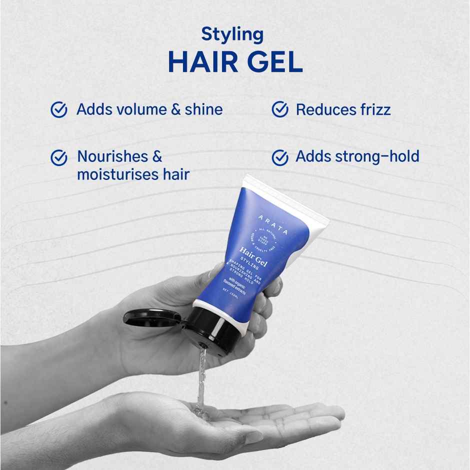 Arata Strong Hold Styling Gel with Flaxseed Extract & UV Filters for Glossy Look