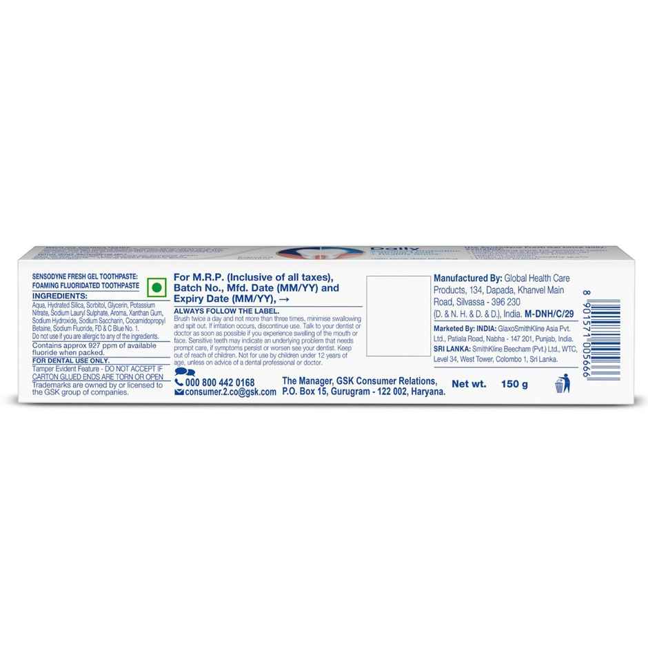 Sensodyne Fresh Gel Toothpaste for Max Freshness, Daily Sensitivity Protection Paste