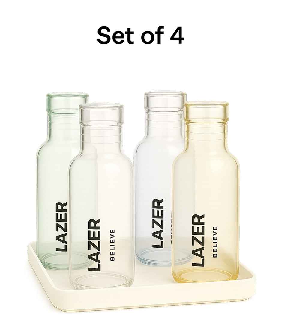 Lazer Pure Borosilicate Glass Water Bottle | BPA-Free, Leak-Proof | Green, Blue, Yellow - 300 ml