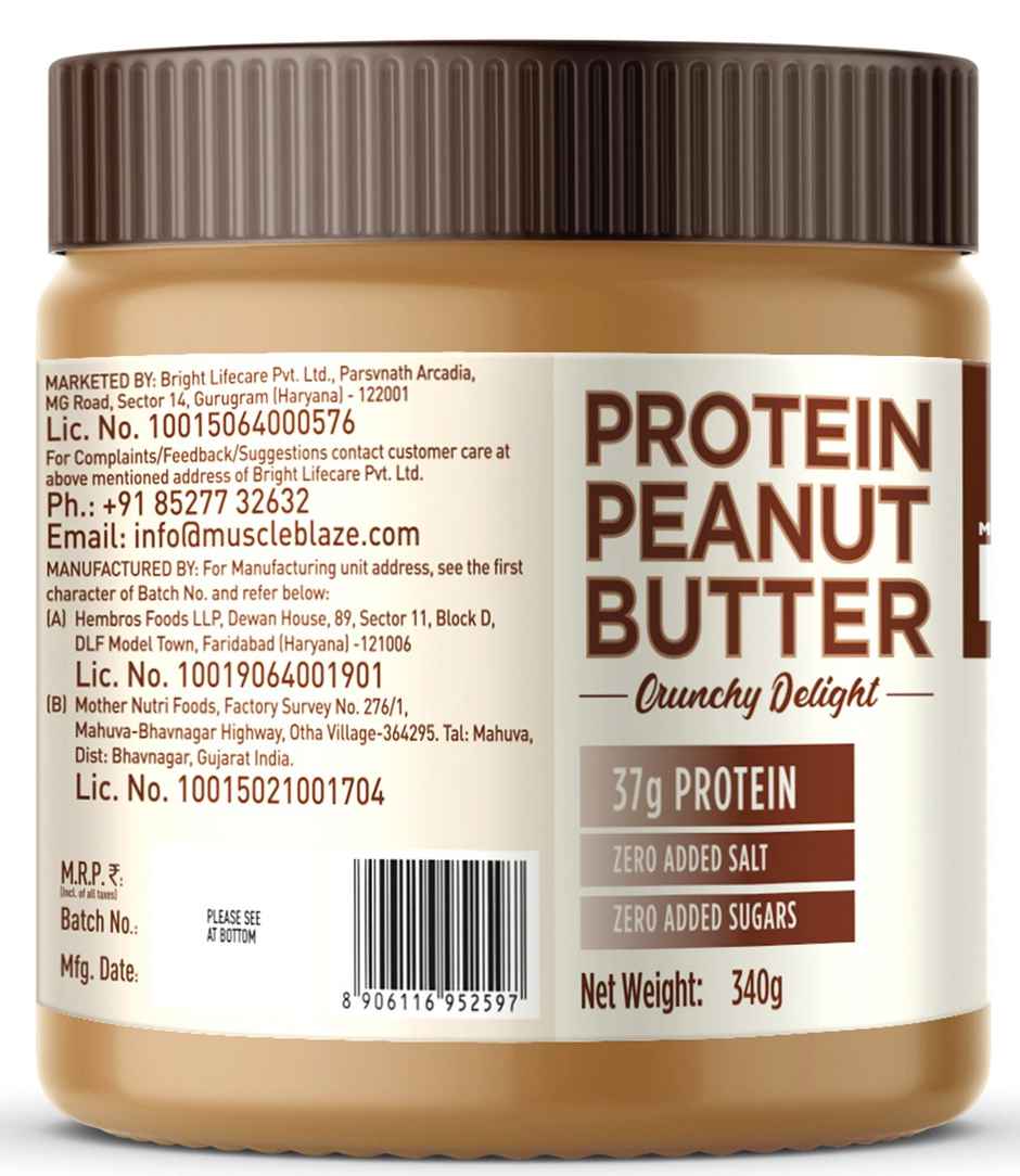 MuscleBlaze High Protein Natural Peanut Butter Crunchy Delight