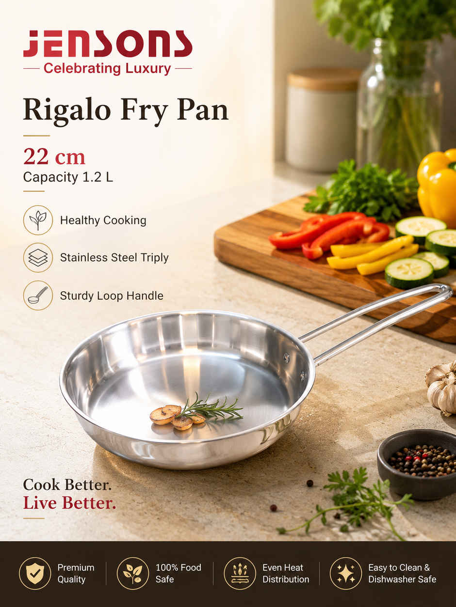 Jensons Triply Rigalo Fry Pan | 22 cm Induction Compatible