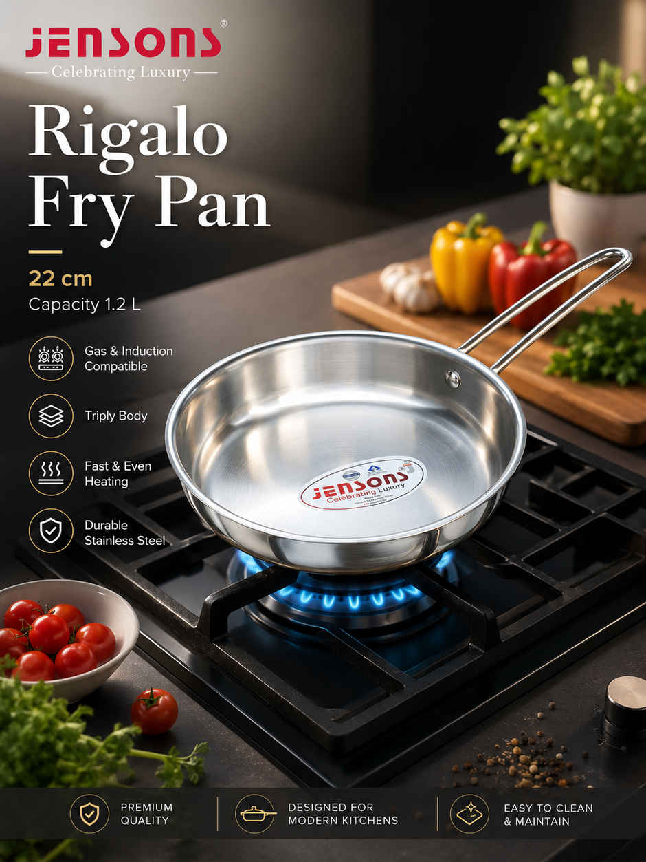 Jensons Triply Rigalo Fry Pan | 22 cm Induction Compatible