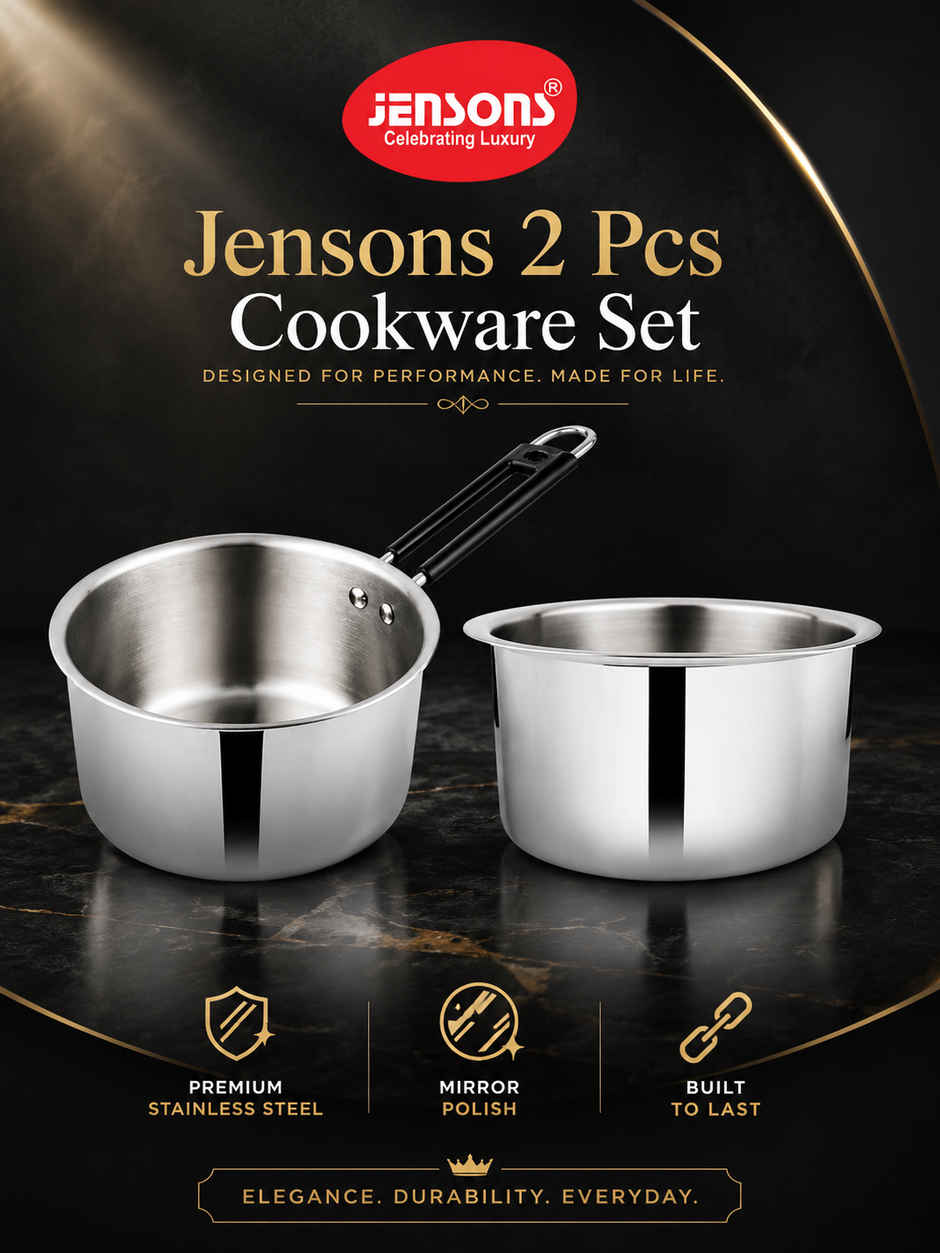 Jensons Stainless Steel Saucepan Tope 1.1L 16cm Induction Base Cookware for Gas & Induction
