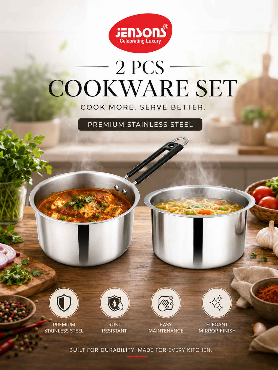 Jensons Stainless Steel Saucepan Tope 1.1L 16cm Induction Base Cookware for Gas & Induction