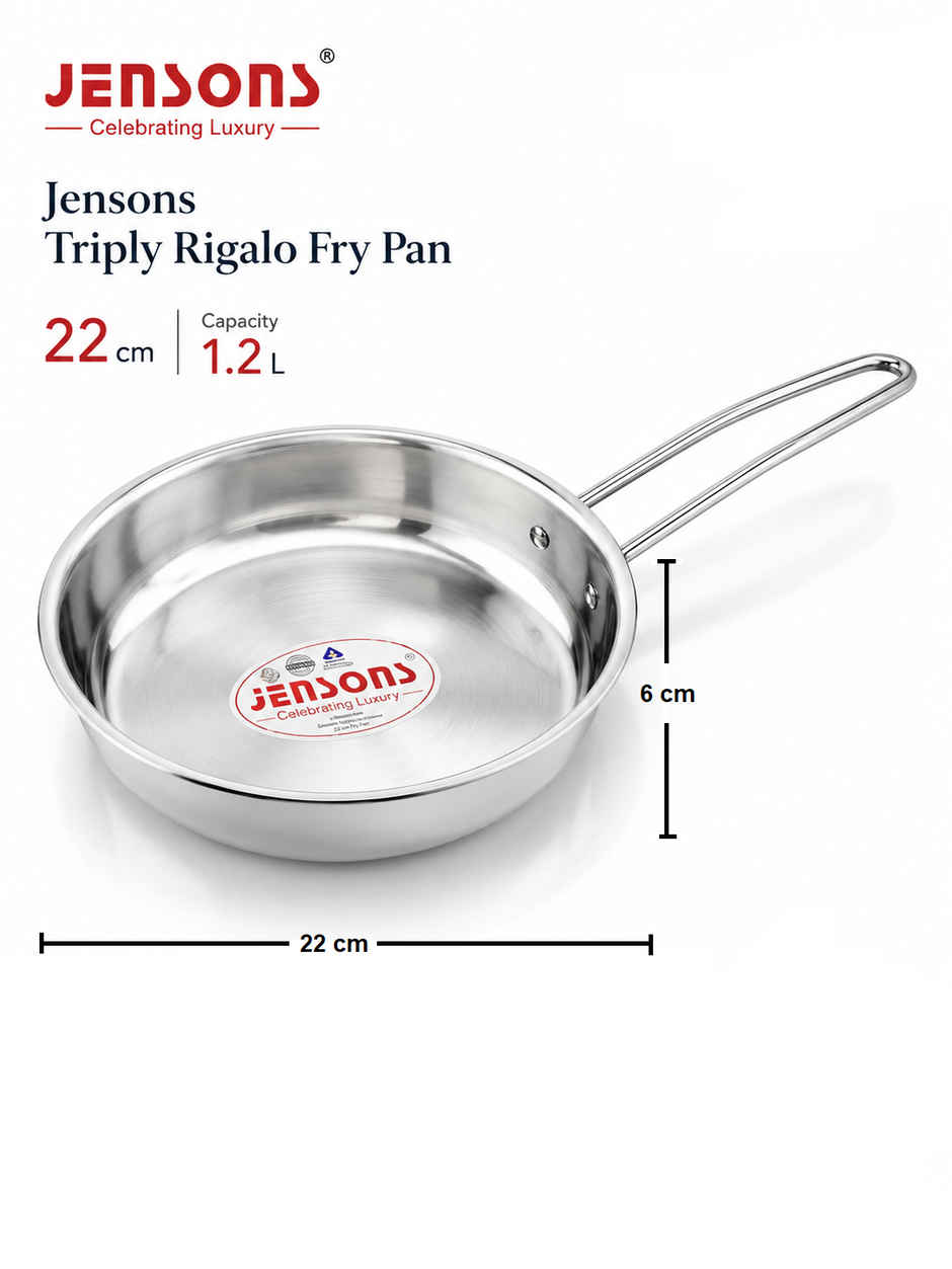 Jensons Triply Rigalo Fry Pan | 22 cm Induction Compatible