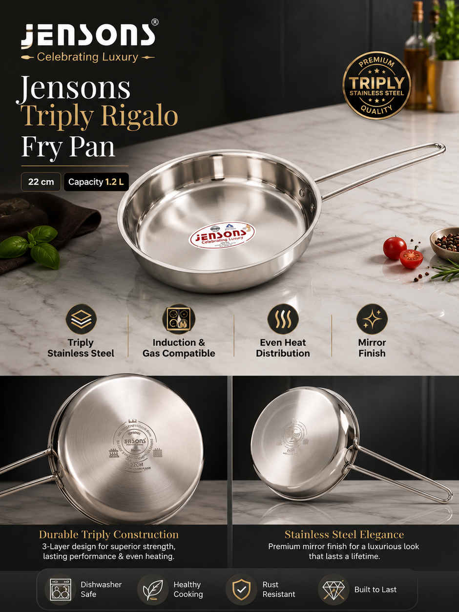 Jensons Triply Rigalo Fry Pan | 22 cm Induction Compatible