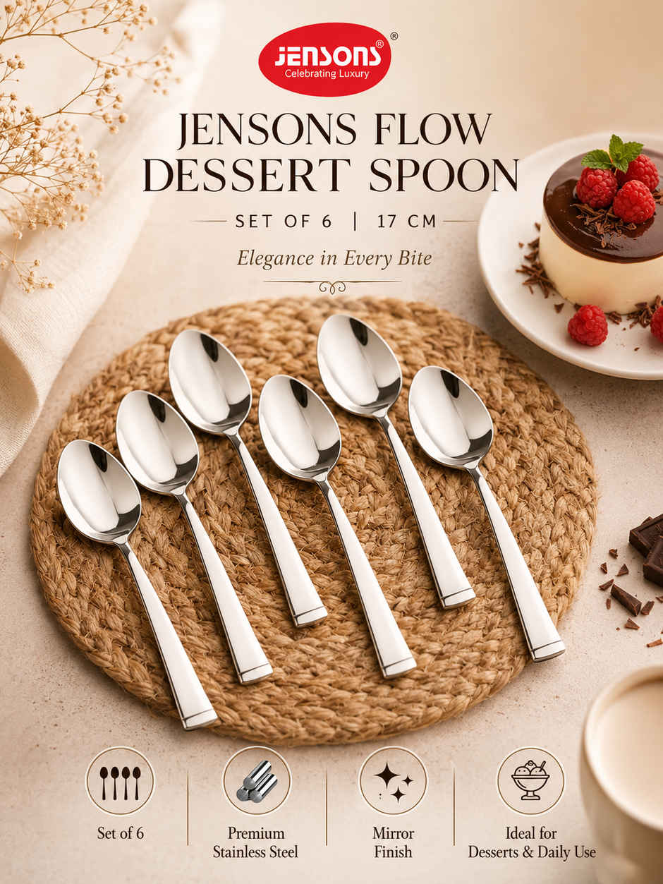 Jensons Flow Dessert Spoon Set of 6 | 17 cm