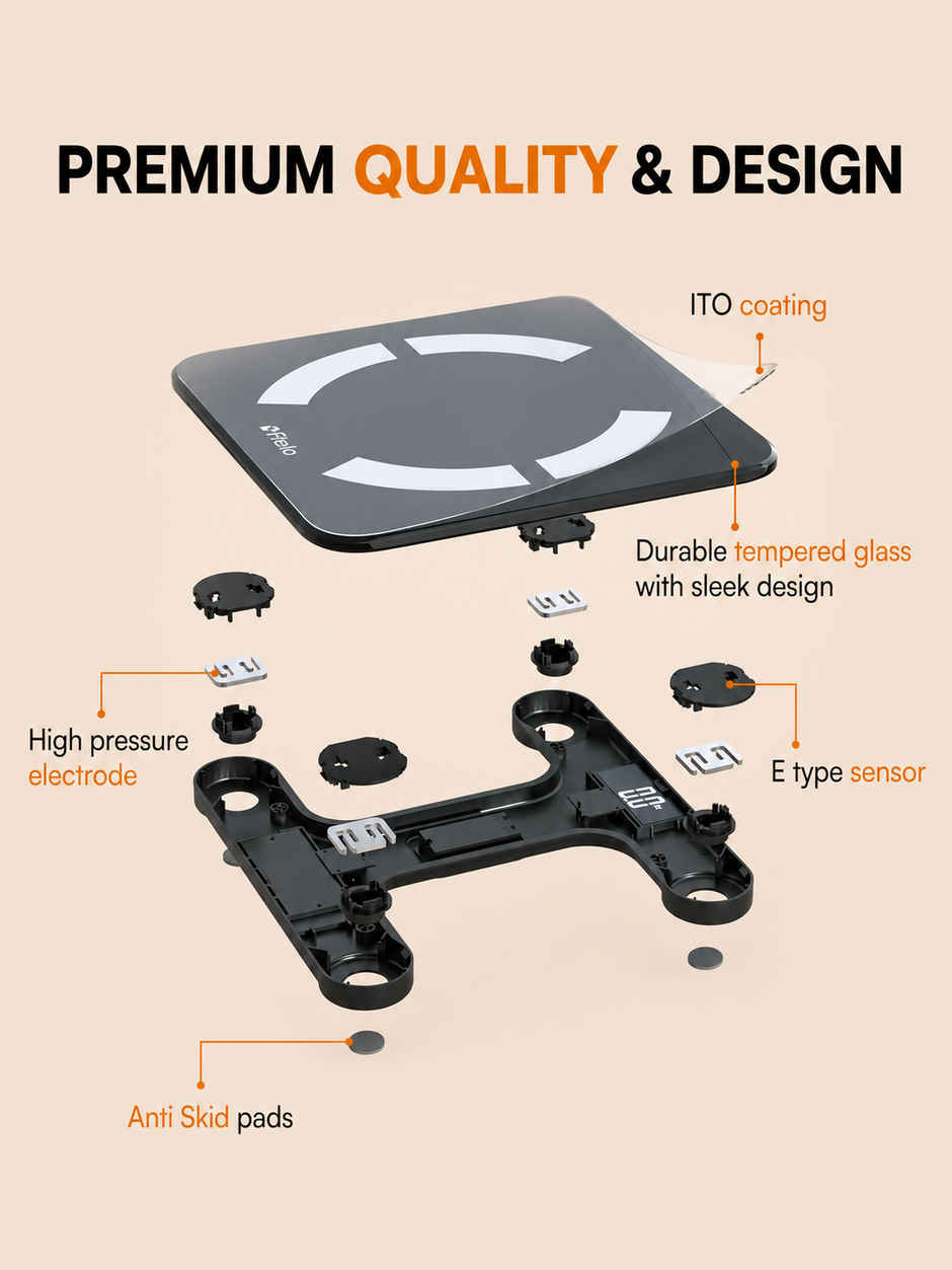 Fitelo Smart BMI Weighing Scale | Tracks 25+ Body Parameters & Body Fat | Free App Sync & Health Report Card