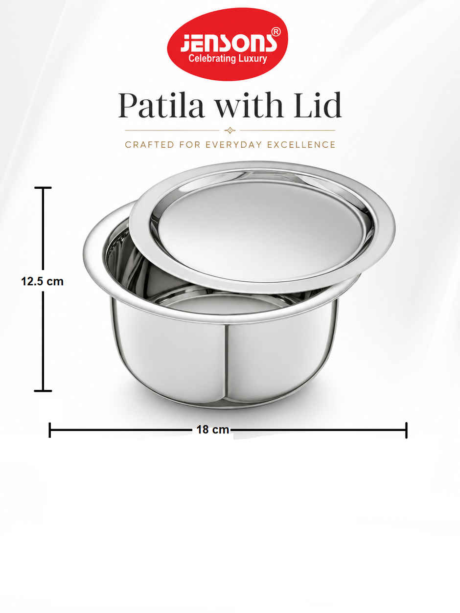 Jensons Capsul Bottom Patila with Lid | 11 Inch Induction Compatible | 2 L