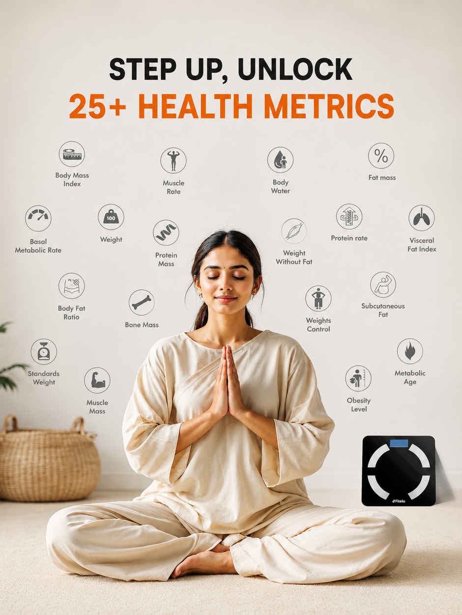 Fitelo Smart BMI Weighing Scale | Tracks 25+ Body Parameters & Body Fat | Free App Sync & Health Report Card