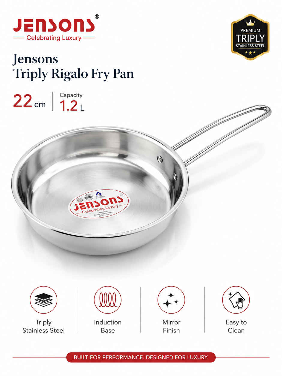 Jensons Triply Rigalo Fry Pan | 22 cm Induction Compatible