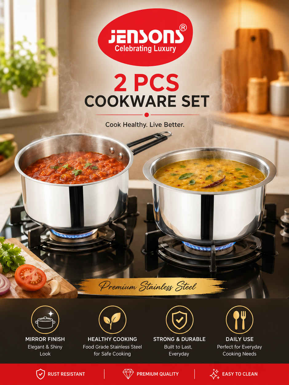 Jensons Stainless Steel Saucepan Tope 1.1L 16cm Induction Base Cookware for Gas & Induction