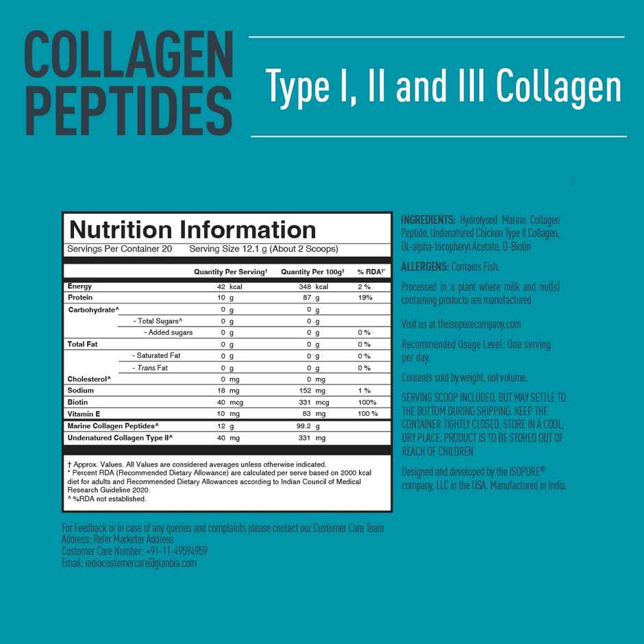 Isopure Collagen Peptides (12G/Serve) With Biotin & Vitamin E (Unflavored)