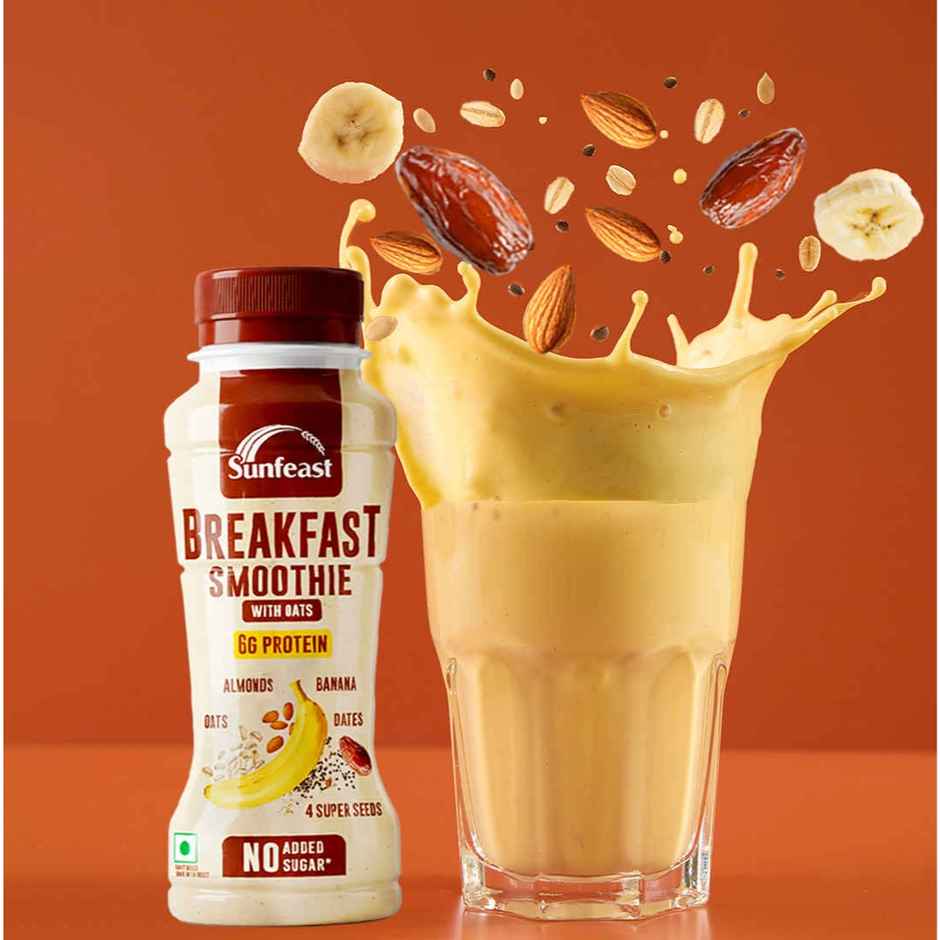 Sunfeast Breakfast Smoothie With Oats- No Added Sugar, 6g Protein