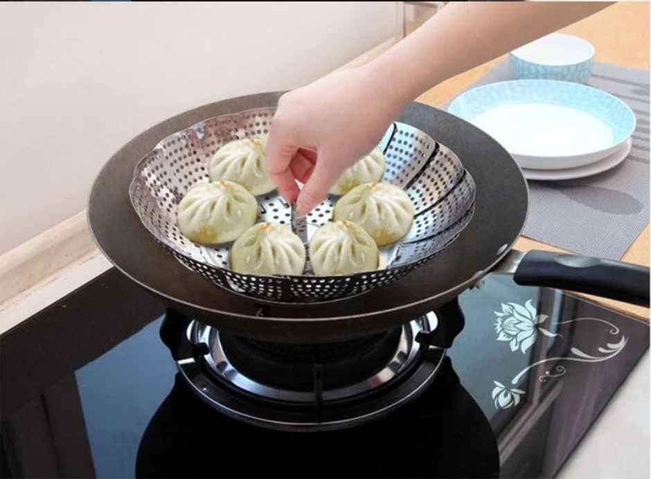 New Dawn Multi-Purpose Stainless Steel Momo Steamer Basket, Steamer Cooking Tool for Vegetables