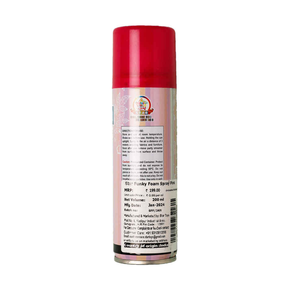 Star Funky Foam Spray for Holi Party and Celebration | Pink | Pichai