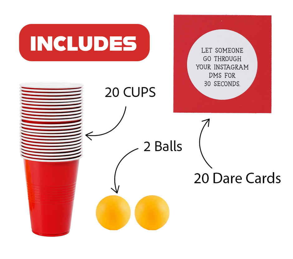 Beer Pong Glasses and Cards Set | 20 Glasses and 20 Dares | Party Needs | Propcon
