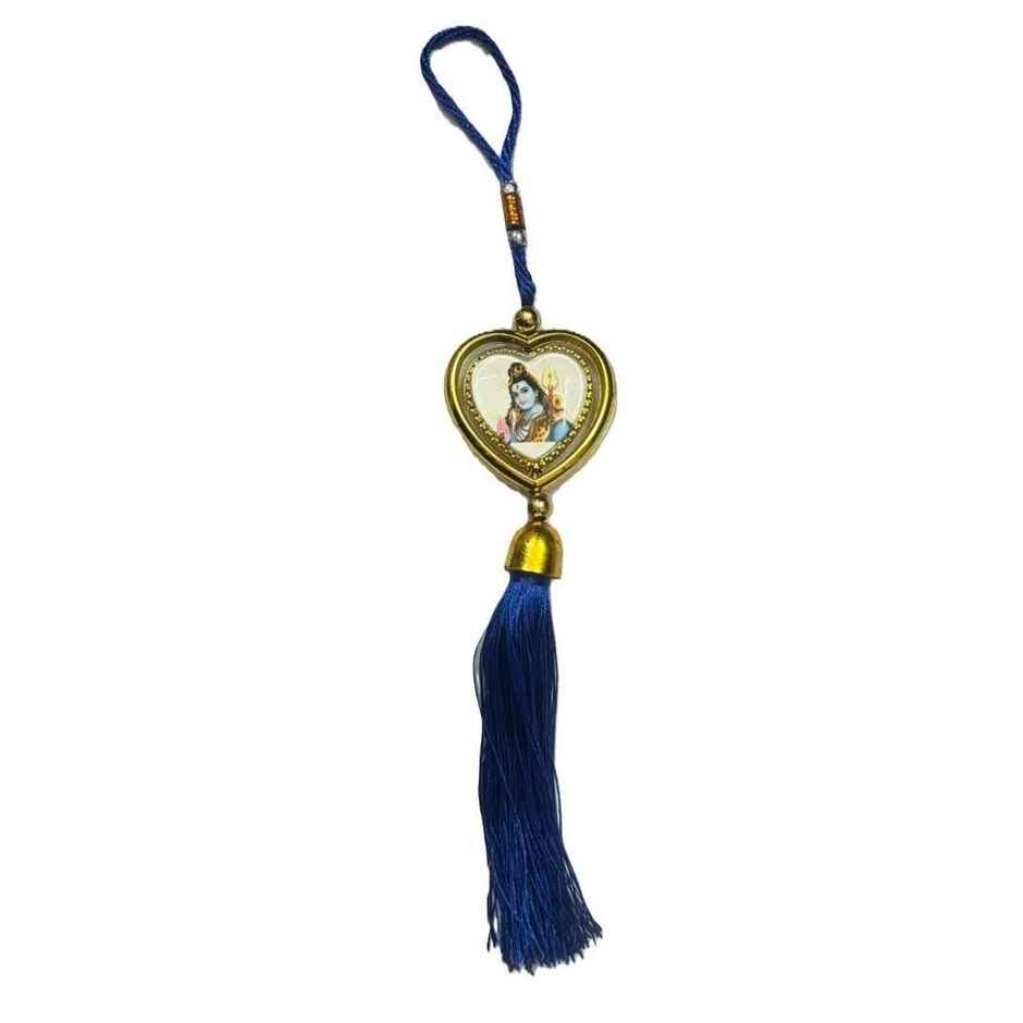 Divine Vibes Heart Shape Rotational Dual Side Shiv Ji Decorative Car Hanging