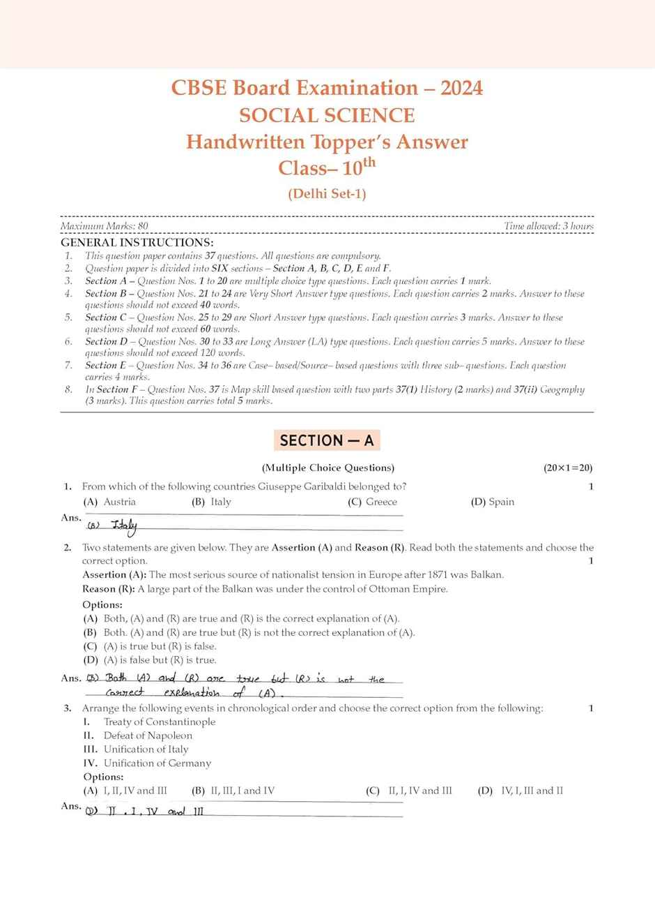 Oswaal CBSE Sample Question Papers Class 10 Social Science Book (For 2025 Exam)
