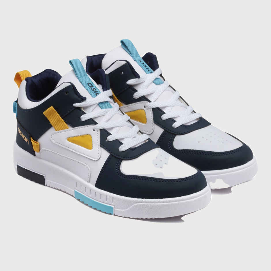 Asian Tarzan-11 Men High Top Sneakers White-Navy (Size-8)
