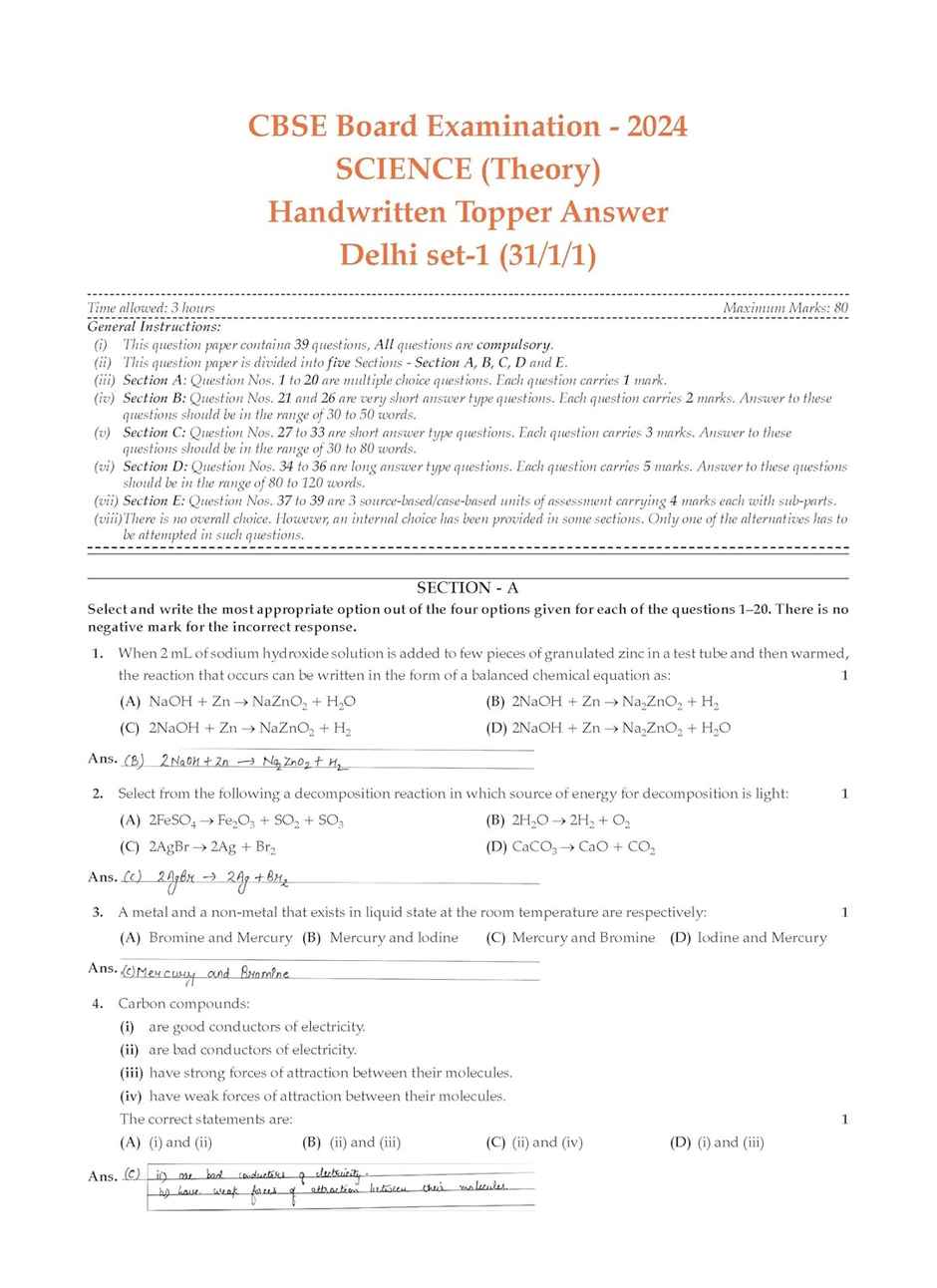 Oswaal CBSE Sample Question Papers Class 10 Science Book (For 2025 Exam)