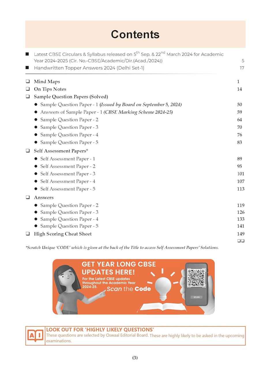 Oswaal CBSE Sample Question Papers Class 10 Science Book (For 2025 Exam)