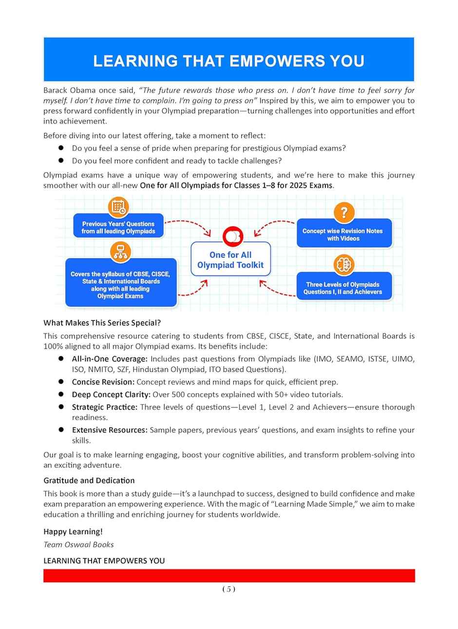 Oswaal One For All Olympiads Previous Year Solved Papers Class 2 Mathematics For 2025 Exam