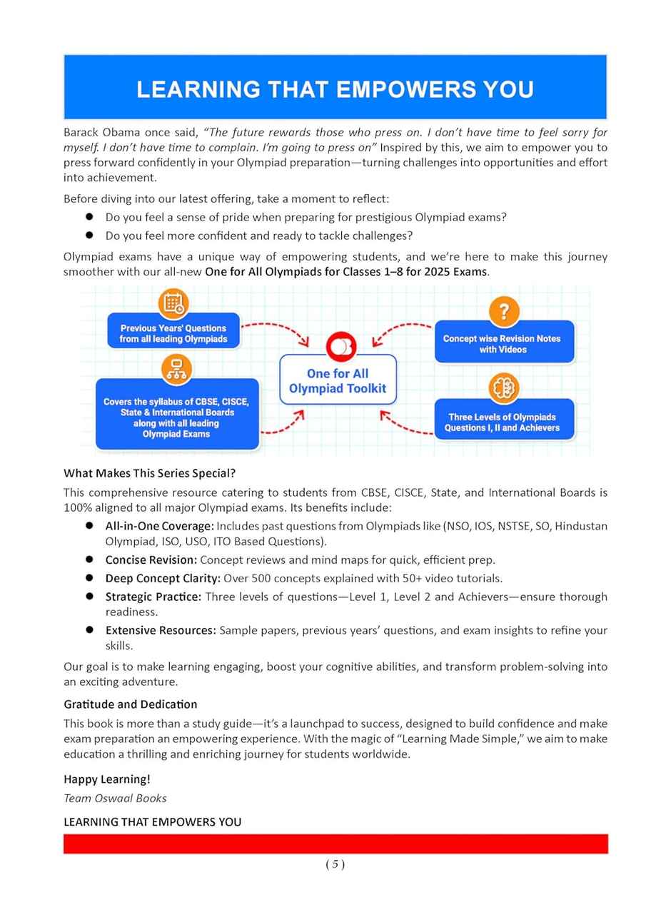 Oswaal One For All Olympiads Previous Year Solved Papers Class 3 Science For 2025 Exam