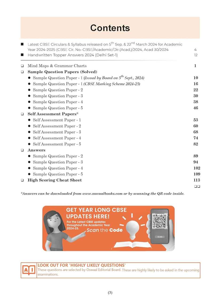 Oswaal CBSE Sample Question Papers Class 10 English Language and Literature Book (For 2025 Exam)