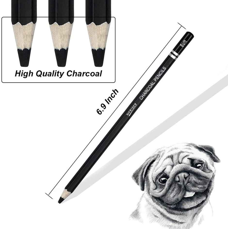 Abk 3 Pcs Charcoal Pencil Set Blister Pack