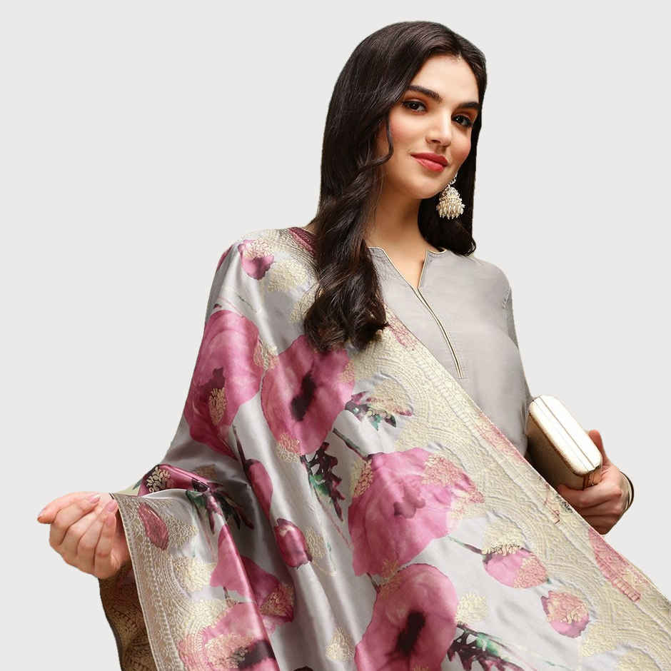 Ishin Women Kurta Set with Dupatta | INWSDS24400 | Grey - L