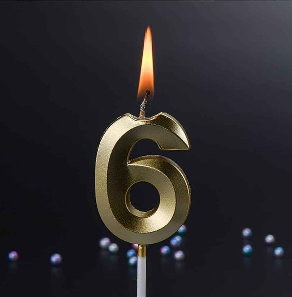 Chrome 6 Golden Number Candle