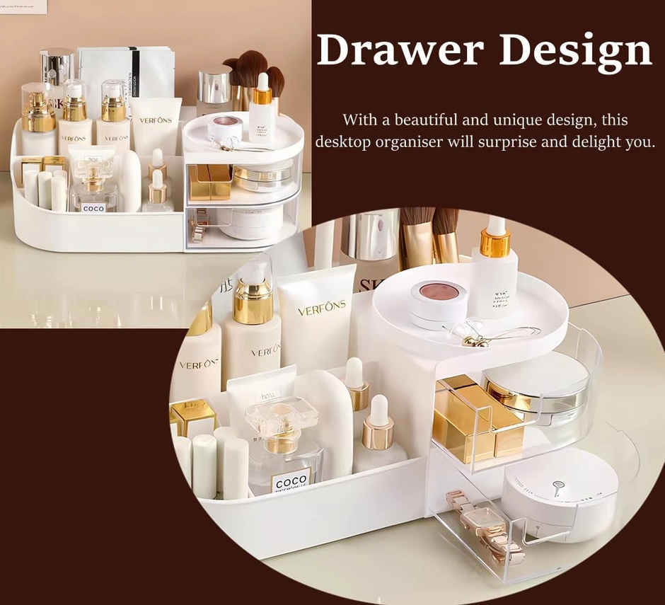 Zedak Plastic Multipurpose Makeup Organiser | White