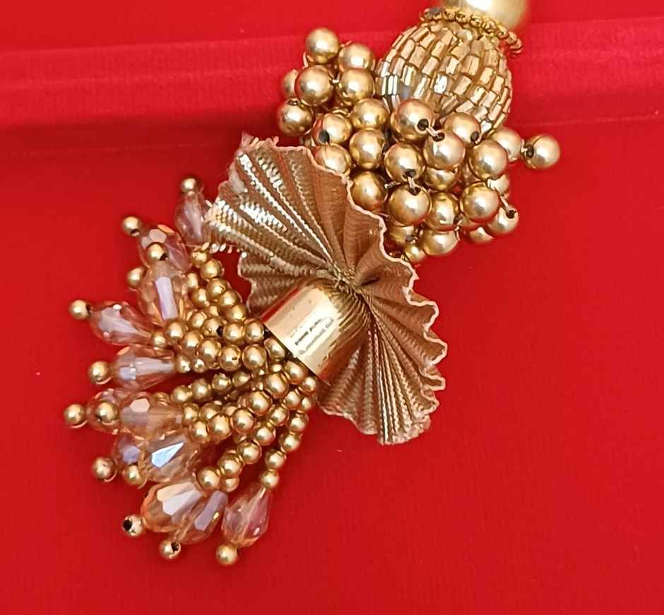 Long Moti Drop Gold Lumba Rakhi | Elegant Design | Gullak