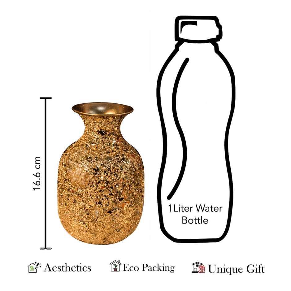 Ekhasa Unbreakable Metallic Gold Oval Flower Vase For Home Decor Aesthetic Flower Vase Gift
