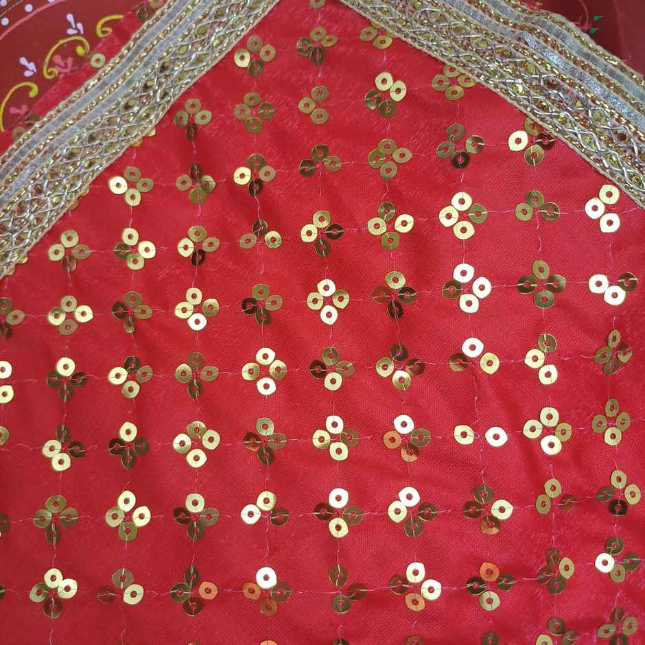 Gullak 10 x 26 Mata ki Chunri Embroidered Faux Silk with Sequin Work Red