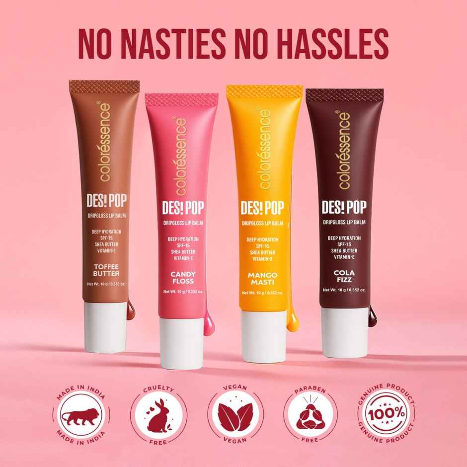 Coloressence Desi Pop Drip Gloss Lip Balm - Candy Floss | Hydration + SPF 15