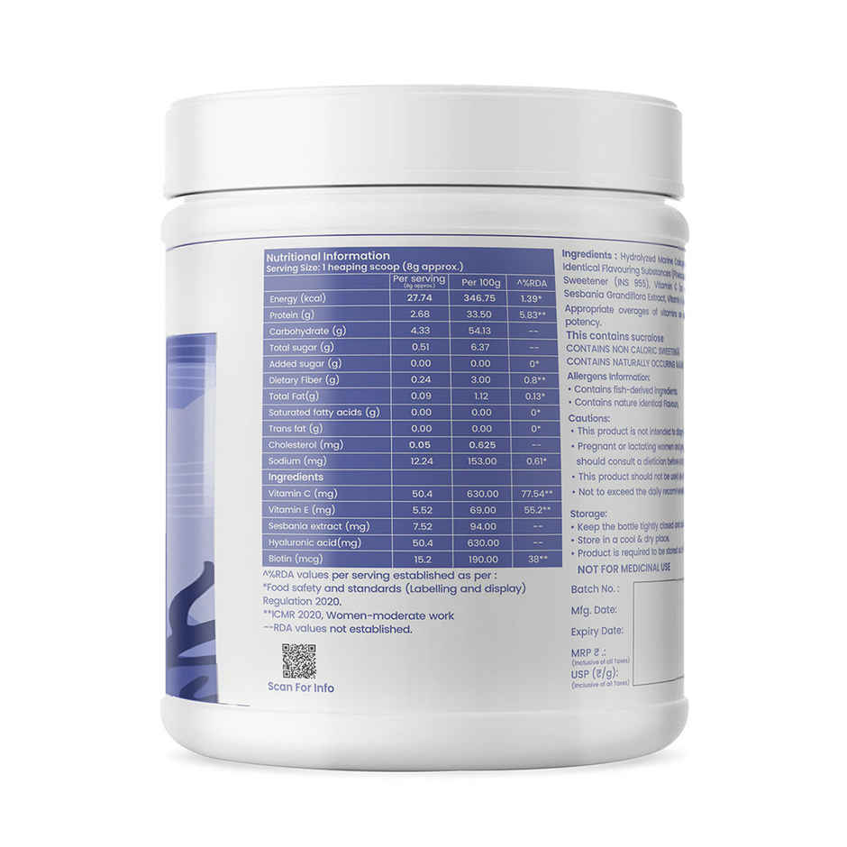 Dr. Morepen Skin Collagen Powder with Biotin, Viatmin C & E 31 Serving | Pineapple