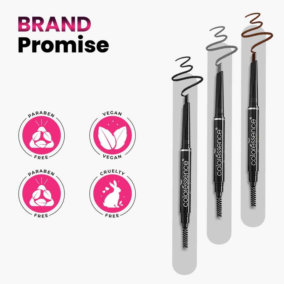 Coloressence 2-in-1 Expert Eyebrow Pencil | Brown | Brow Definer-Spoolie |Long Lasting|Matte Finish