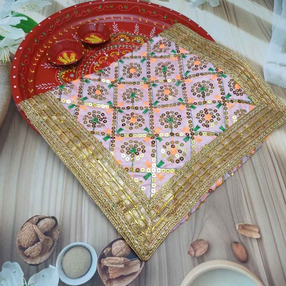 Gullak Sequins Mata Ki Chunri Floral - Pink | 10 x 26 inch