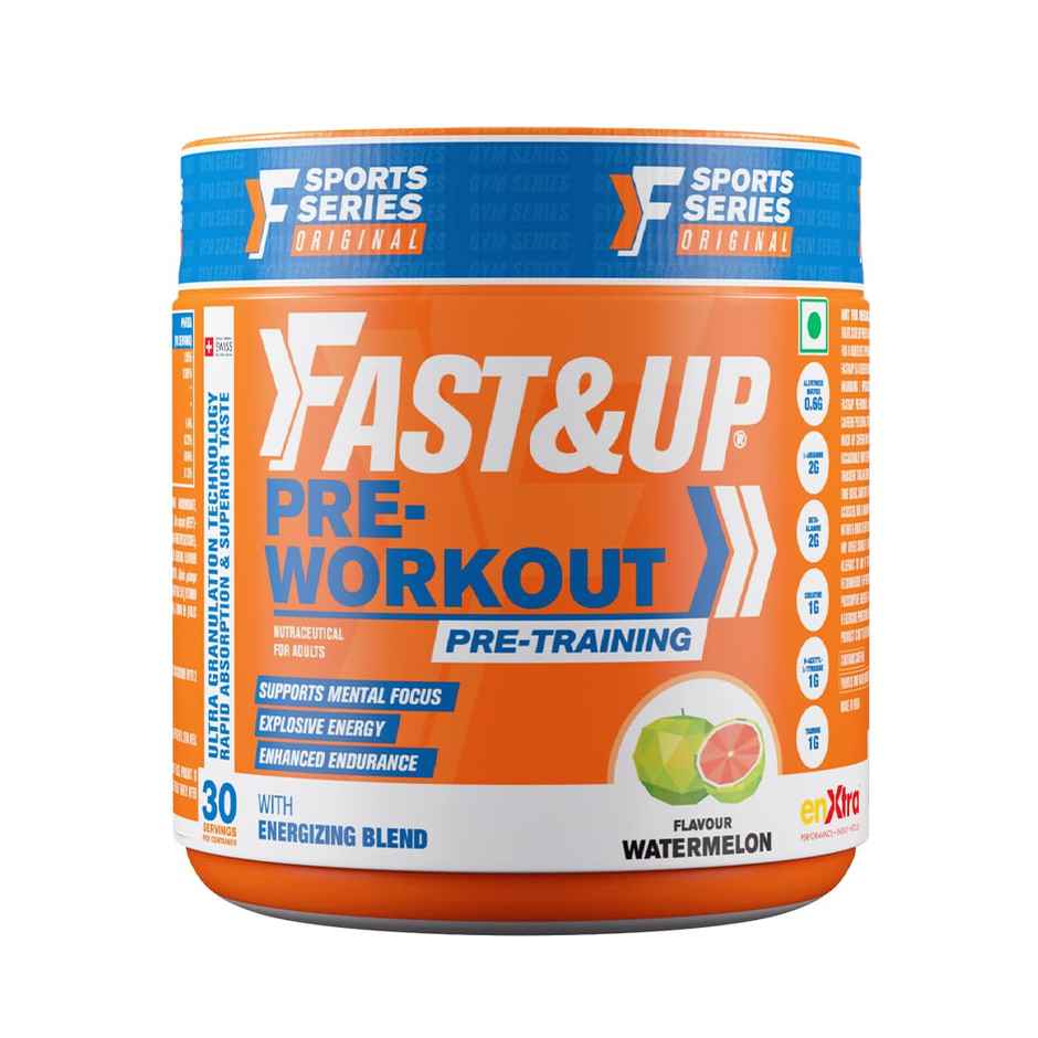 Fast&Up Pre-Workout Advanced 200 mg Caffeine, Arginine, Taurine, Watermelon Flavour, 30 servings