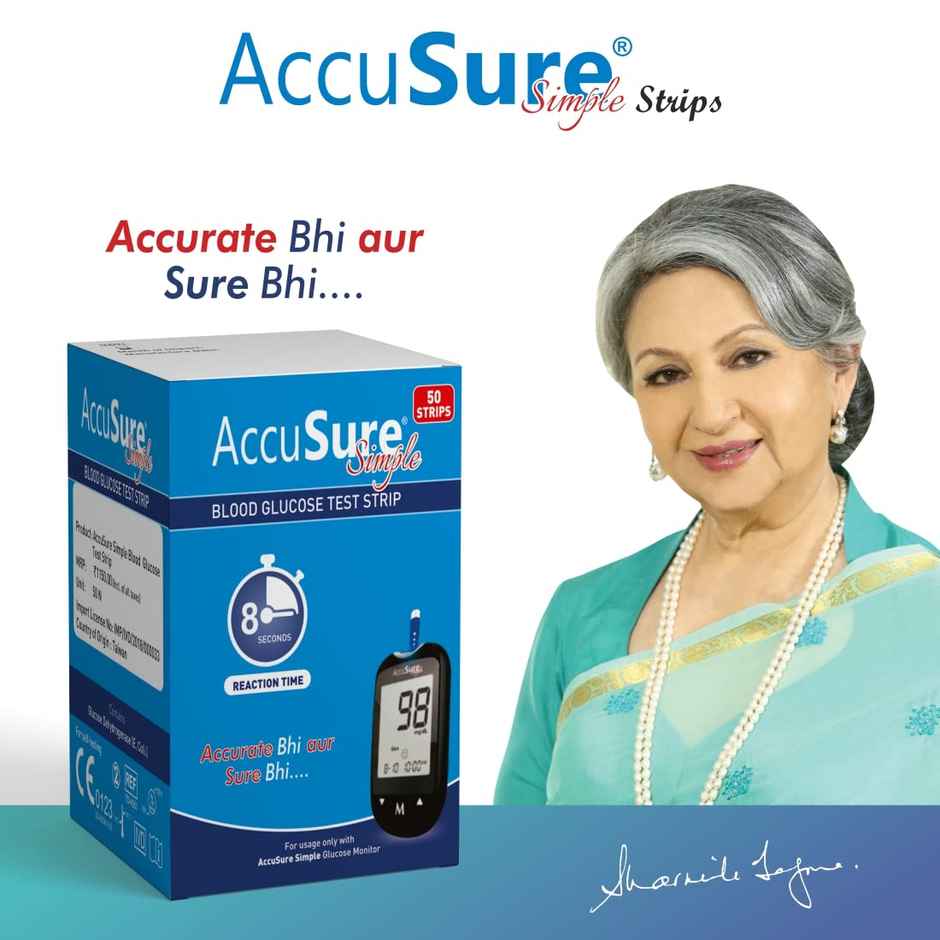 AccuSure Simple Blood Glucose Test Strip (Only Strip)