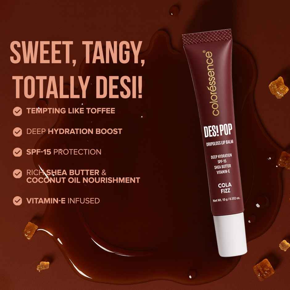 Coloressence Desi Pop DripGloss Lip Balm - Cola Fizz | Hydrate, Protect | SPF 15