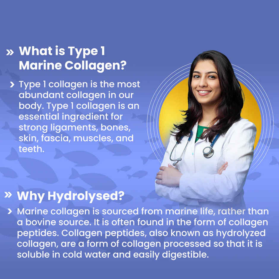 Dr. Morepen Skin Collagen Powder with Biotin, Viatmin C & E 31 Serving | Pineapple