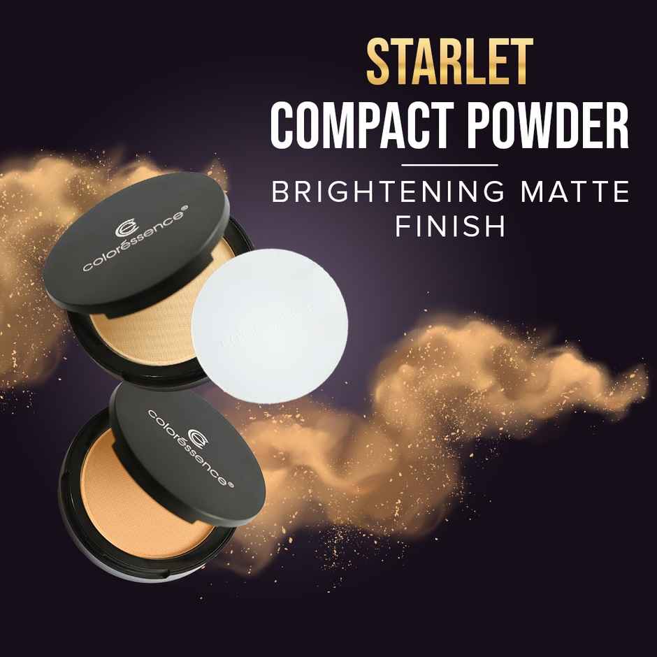 Coloressence Starlet HD Matte Compact Powder with Puff | Pinkish Beige | Lightweight|Long Lasting